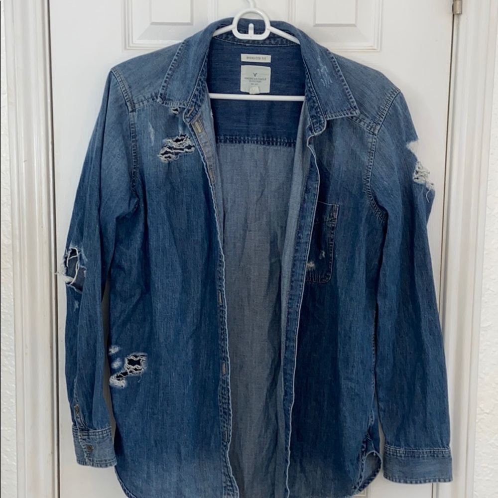 distressed oversized denim jacket